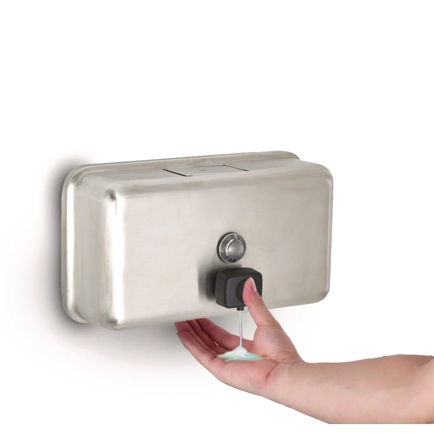 Horizontal Manual Surface-Mounted Stainless Steel Liquid Soap Dispenser, 40 oz, 2.8 x 8.1 x 4.8, Brushed Stainless Steel Alpine Industries Flipcost