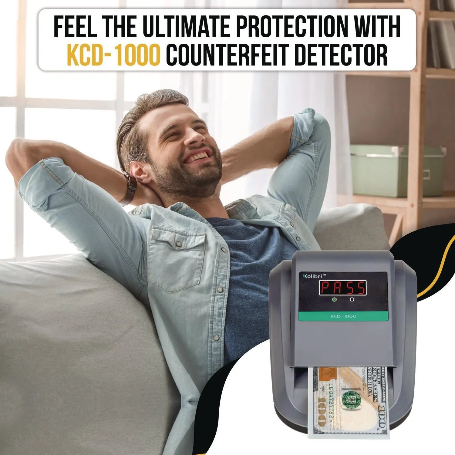 KCD-1000 Counterfeit Detector, Dimensional, Image, IR, MG, MT, Thickness, UV and Watermark Detection, US Currency Kolibri Flipcost