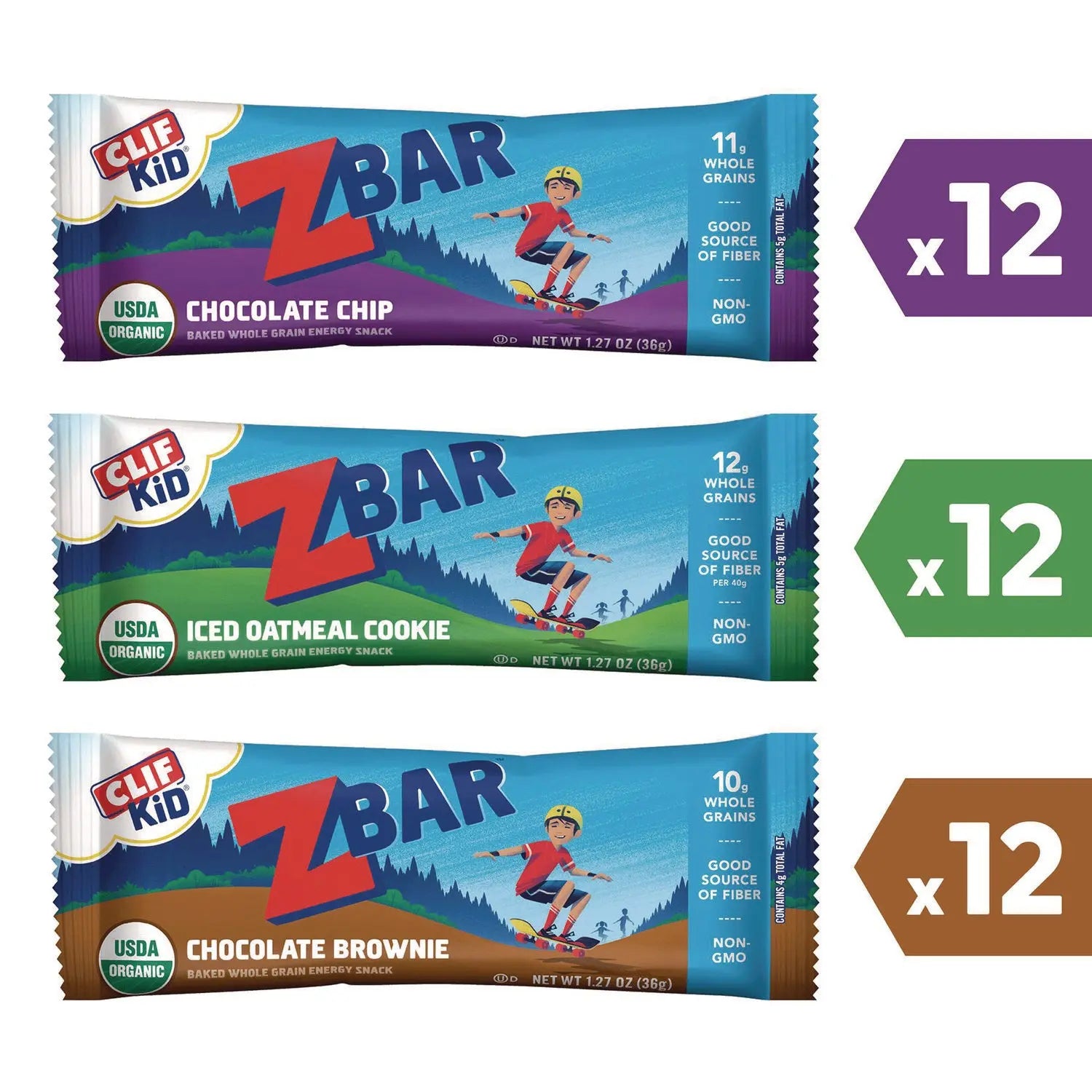 Kid Organic Zbar Granola Bars Variety Pack, Assorted Flavors, 1.27 oz Bar, 36/Carton CLIF® Bar Flipcost