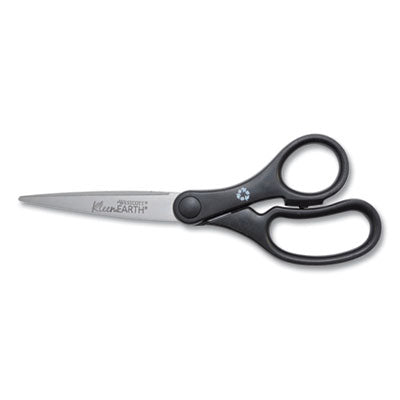 KleenEarth Basic Recycled plastic handle scissors, Pointed Tip, 7" Long, 2.8" Cut Length, Black Straight Handle Flipcost Flipcost