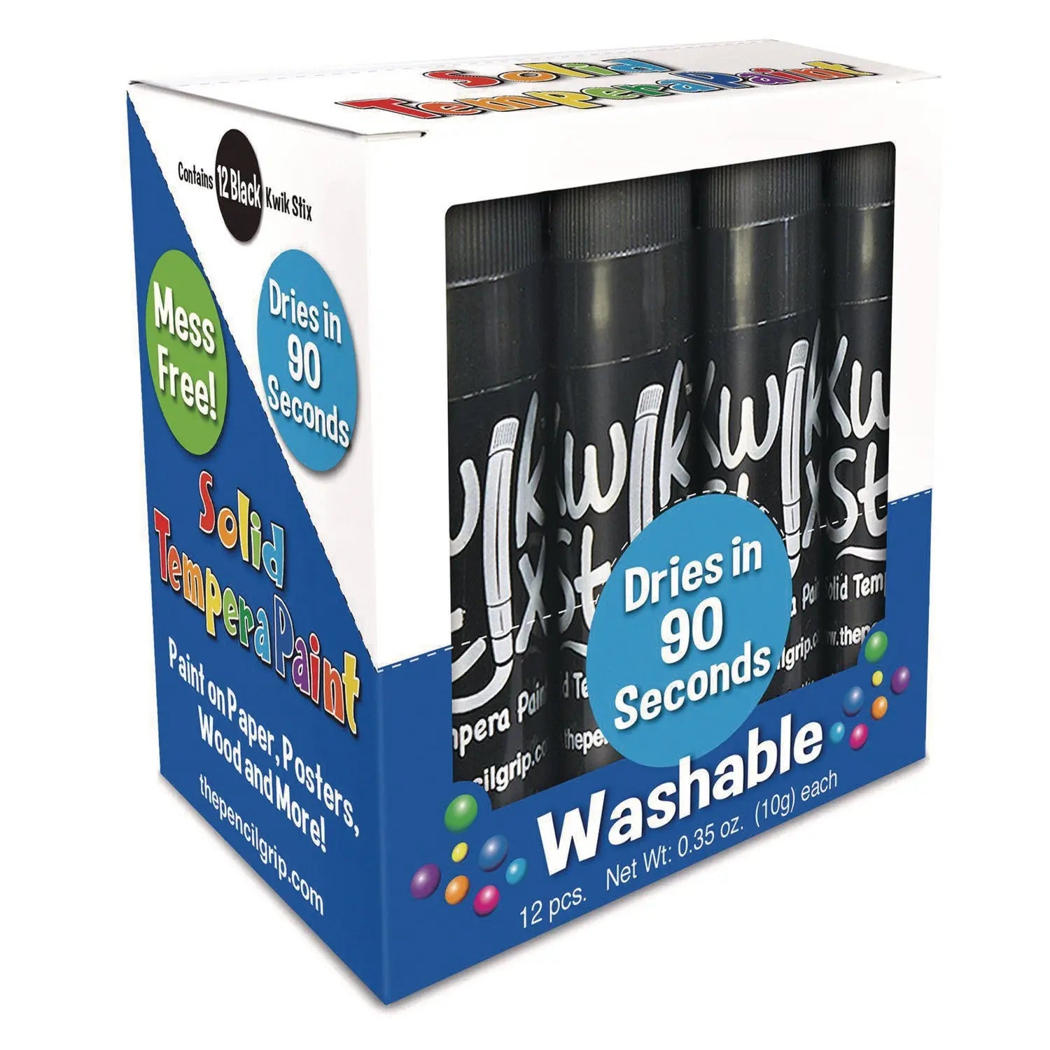 Kwik Stix Single Color Pack, 0.7" x 3.5", Black, 12/Pack, 12 Packs/Carton