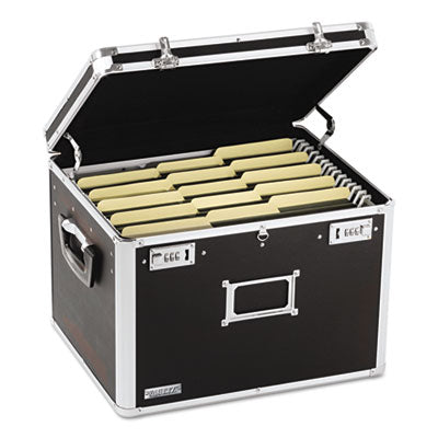 Locking File Chest Adjustable File Rails, Letter/Legal Files, 17.5" x 14" x 12.5", Black Flipcost Flipcost
