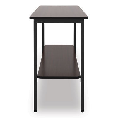 OfficeWorks One-Shelf Utility Table, Rectangular, 47.25" x 17.7" x 29.5", Walnut Top, Black Base/Legs Flipcost Flipcost