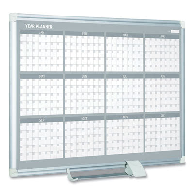 Magnetic Dry Erase Calendar Board, 12-Month, 48 x 36, White Surface, Silver Aluminum Frame Flipcost Flipcost