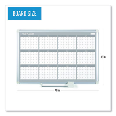 Magnetic Dry Erase Calendar Board, 12-Month, 48 x 36, White Surface, Silver Aluminum Frame Flipcost Flipcost