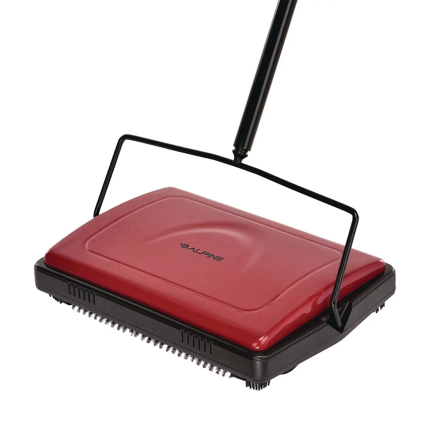 Manual Triple Brush Carpet and Floor Sweeper, 42.5" Handle, Red Alpine Industries Flipcost
