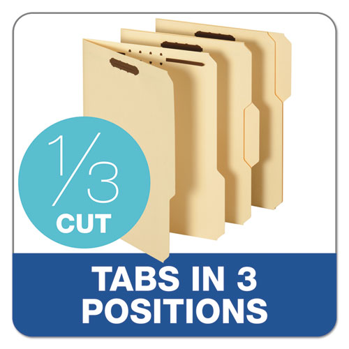 Medical Arts Press® Full Pocket End Tab Fastener Folders, 0.75" Expansion, 2 Fasteners, Letter Size, Manila Exterior, 50/Box
