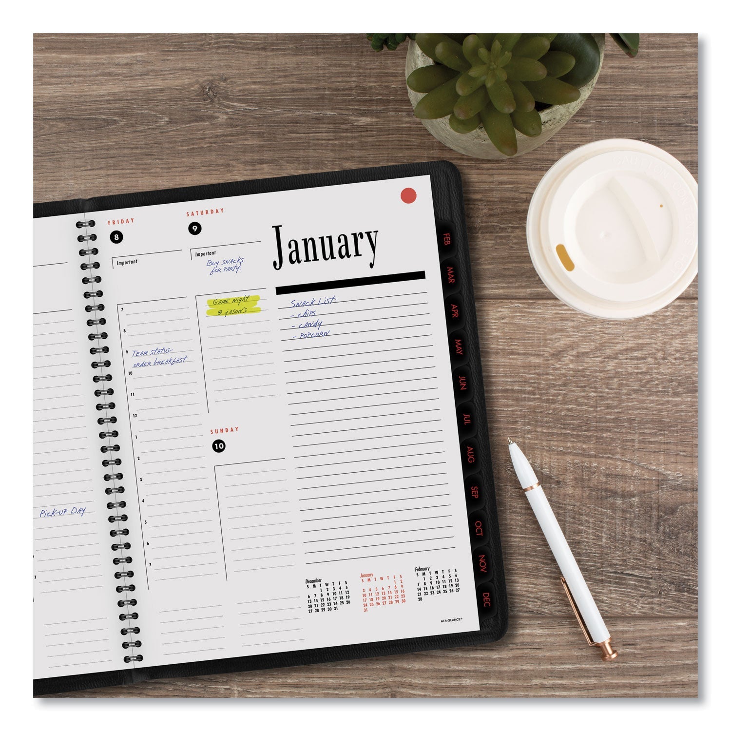 AT-A-GLANCE® 800 Range Weekly/Monthly Appointment Book, 11 x 8.25, Black Cover, 12-Month (Jan to Dec): 2025