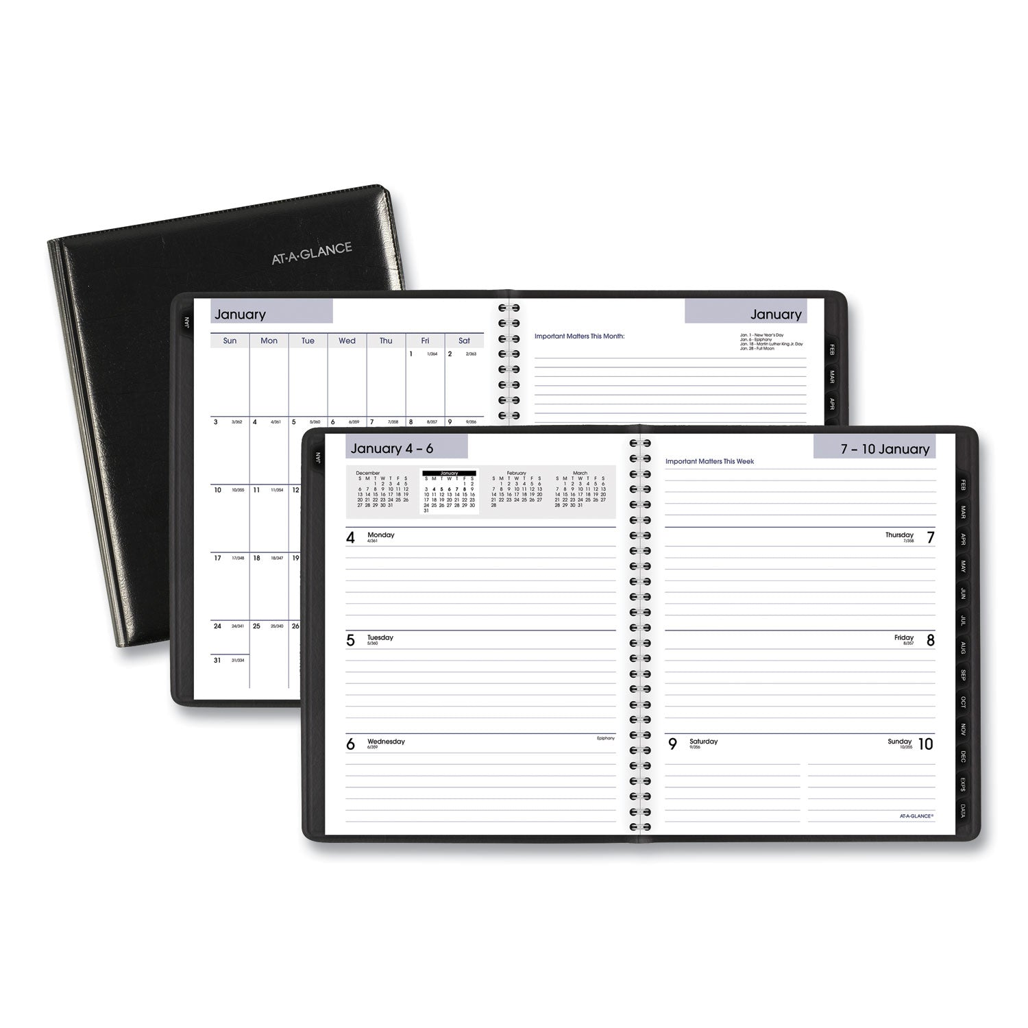 AT-A-GLANCE® DayMinder Executive Weekly/Monthly Refillable Planner, 8.75 x 7, Black Cover, 12-Month (Jan to Dec): 2025