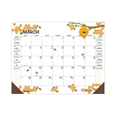Recycled Honeycomb Desk Pad Calendar, 18.5 x 13, White/Multicolor Sheets, Brown Corners, 12-Month (Jan to Dec): 2024 Flipcost Flipcost