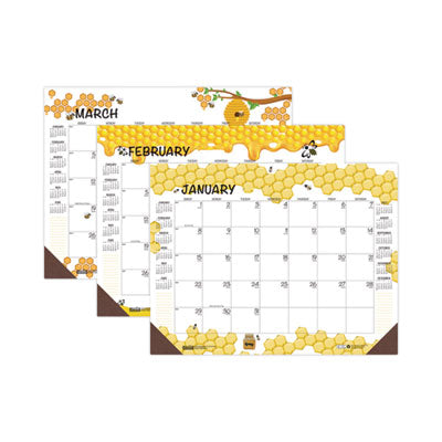 Recycled Honeycomb Desk Pad Calendar, 18.5 x 13, White/Multicolor Sheets, Brown Corners, 12-Month (Jan to Dec): 2024 Flipcost Flipcost