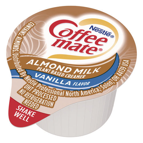Coffee mate® Plant-Based Almond Milk Non-Dairy Liquid Creamer Singles, Natural Vanilla, 0.38 oz Mini Cups, 50/Box
