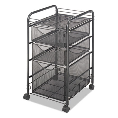 Onyx Mesh Mobile File with Two Drawers, , 1 Shelf, 3 Drawers, 15.75" x 17" x 27", Black Flipcost Flipcost