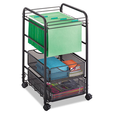Onyx Mesh mobile file storage drawers., Metal, 2 Drawers, 1 Bin, 15.75" x 17" x 27", Black Flipcost Flipcost