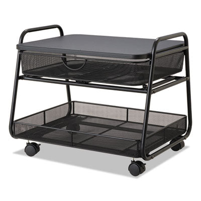 Onyx Under desk machine stand metal, 1 Shelf, 1 Drawer, 1 Bin, 100 lb Capacity, 21" x 16" x 17.5", Black Flipcost Flipcost