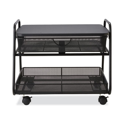 Onyx Under desk machine stand metal, 1 Shelf, 1 Drawer, 1 Bin, 100 lb Capacity, 21" x 16" x 17.5", Black Flipcost Flipcost