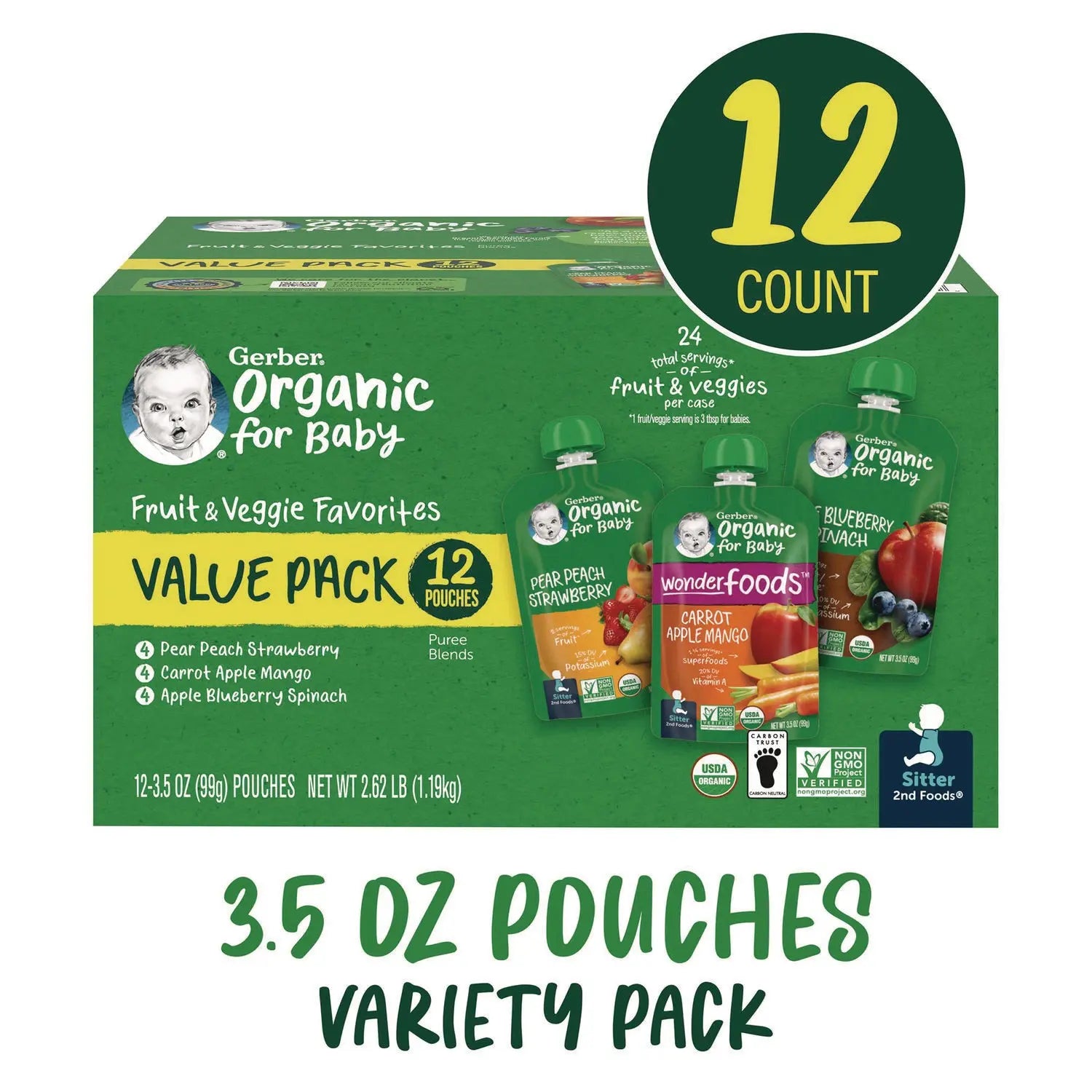 Organic 2nd Foods Baby Food Pouches, Assorted Flavors, 3.5 oz Pouch, 12/Carton Gerber® Flipcost