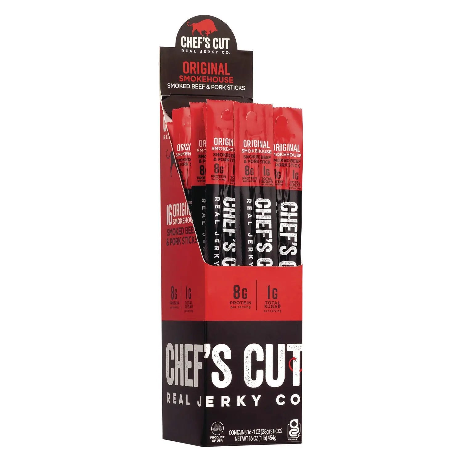 Original Smokehouse Beef & Pork Meat Stick, 1 oz Individually Wrapped, 16/Carton Chef’s Cut Real Jerky Co Flipcost