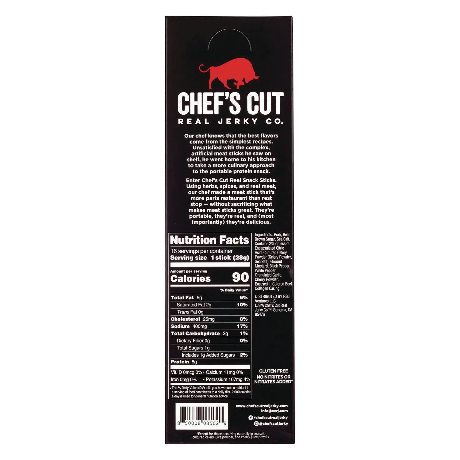 Original Smokehouse Beef & Pork Meat Stick, 1 oz Individually Wrapped, 16/Carton Chef’s Cut Real Jerky Co Flipcost