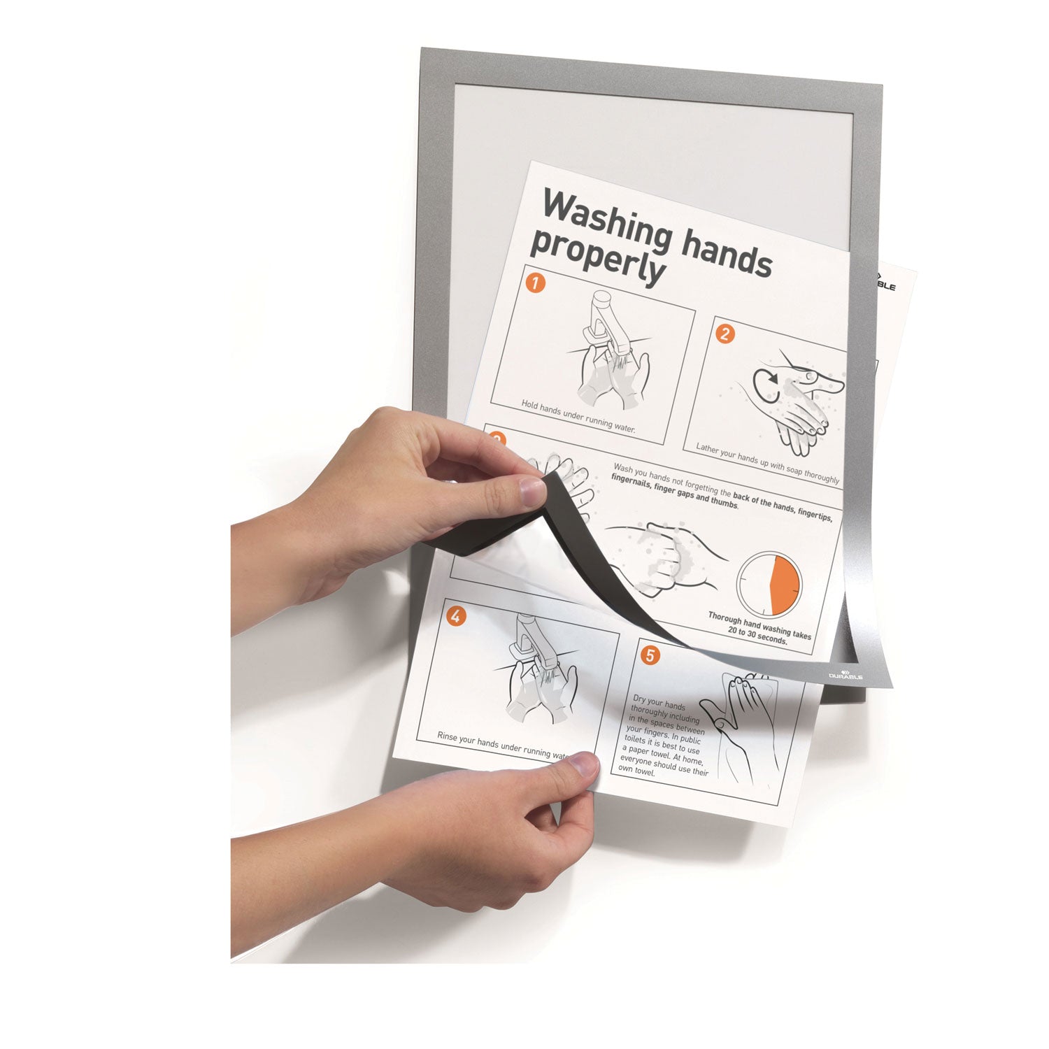 Durable® Duraframe Sun Sign Holder, 8.5 X 11, Silver Frame, 2/pack