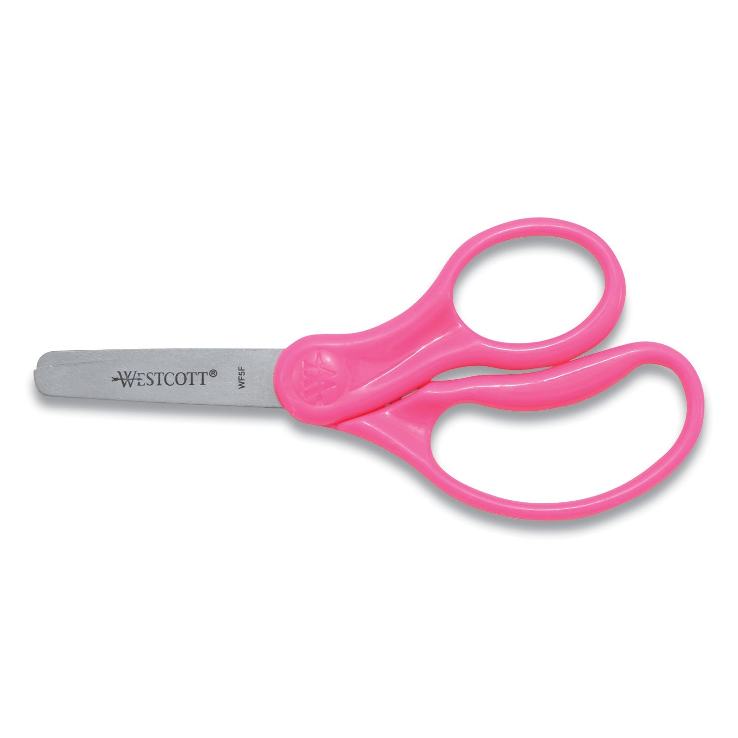 Westcott® For Kids Scissors, Rounded Tip, 5" Long, 1.75" Cut Length, Straight Assorted Color Handles, 6/Pack