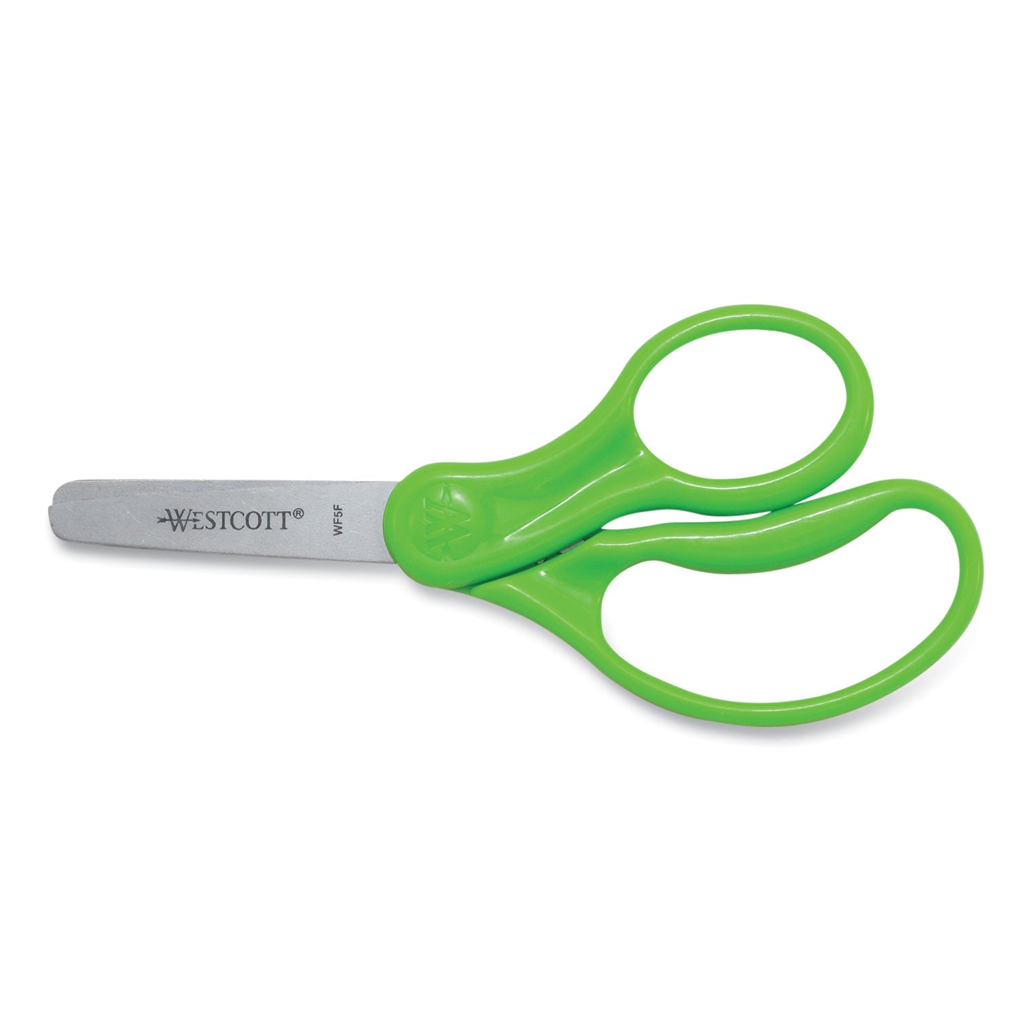 Westcott® For Kids Scissors, Rounded Tip, 5" Long, 1.75" Cut Length, Straight Assorted Color Handles, 6/Pack