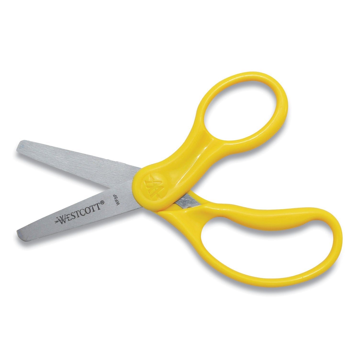 Westcott® For Kids Scissors, Rounded Tip, 5" Long, 1.75" Cut Length, Straight Assorted Color Handles, 6/Pack
