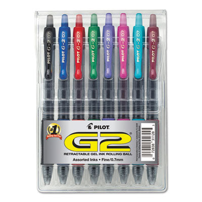 Pilot® G2 Premium Gel Pen Assorted Colors, Retractable, Fine 0.7 mm, Assorted Ink and Barrel Colors, 8/Pack Flipcost Flipcost
