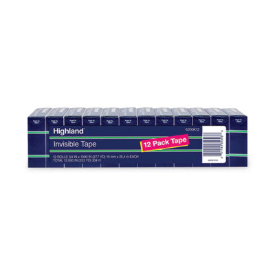 Highland™ Invisible Permanent Mending Tape, 1" Core, 0.75" x 83.33 ft, Clear, 12/Pack Flipcost Flipcost