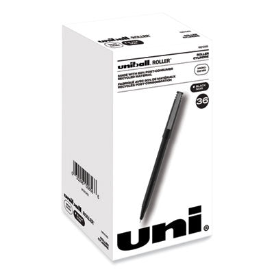 uniball® Roller Ball Pen, Stick, Extra-Fine 0.5 mm, Black Ink, Black Barrel, 36/Pack Flipcost Flipcost