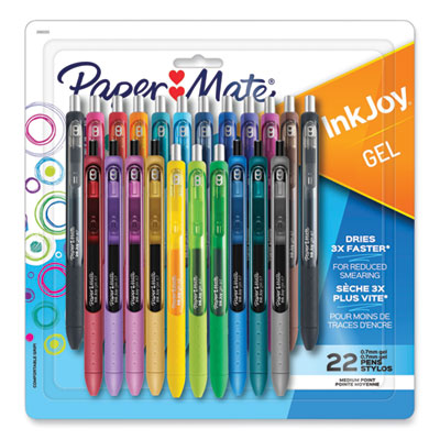 Paper Mate® InkJoy Gel Pen, Retractable, Medium 0.7 mm, Assorted Ink and Barrel Colors, 22/Pack Flipcost Flipcost