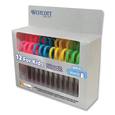 Kids' antimicrobial scissors rounded tip, 5" Long, 2" Cut Length, Assorted Straight Handles, 12/Pack Flipcost Flipcost