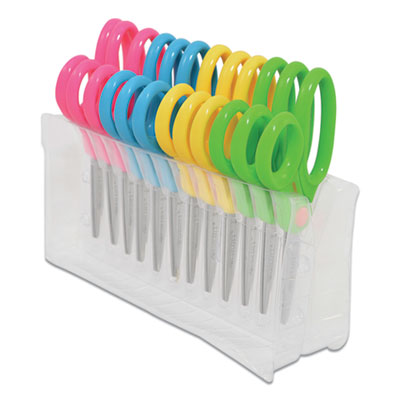 Kids' antimicrobial scissors rounded tip, 5" Long, 2" Cut Length, Assorted Straight Handles, 12/Pack Flipcost Flipcost