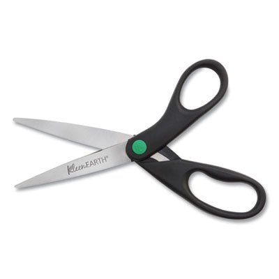 Recycled stainless steel scissors, 8" Long, 3.25" Cut Length, Black Straight Handles, 2/Pack Flipcost Flipcost