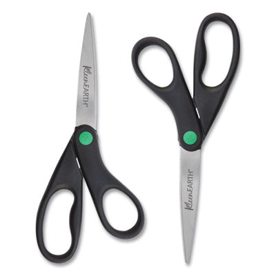 Recycled stainless steel scissors, 8" Long, 3.25" Cut Length, Black Straight Handles, 2/Pack Flipcost Flipcost