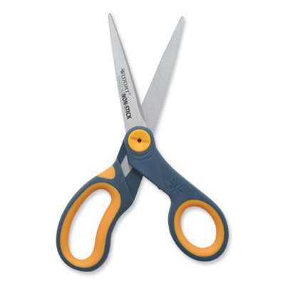 Non-Stick Titanium Bonded Non-Stick Scissors, 8" Long, 3.25" Cut Length, Gray/Yellow Straight Handles, 3/Pack Flipcost Flipcost