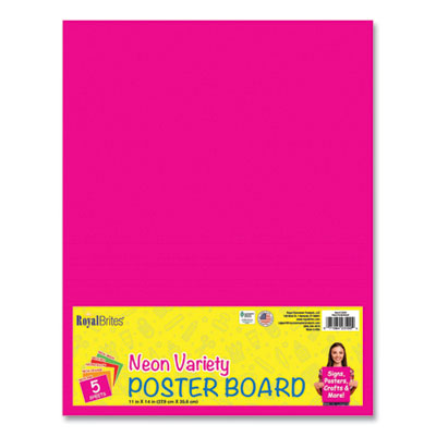 Premium Coated Poster Board Neon Colors, 11 x 14, Assorted, 5/Pack Flipcost Flipcost