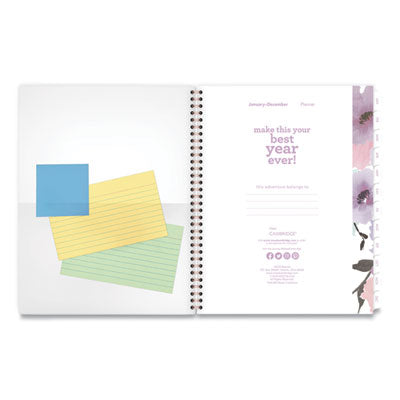 Mina Weekly/Monthly Floral Mina Planner 11x8.5, White/Violet/Peach Cover, 12-Month (Jan to Dec): 2024 Flipcost Flipcost