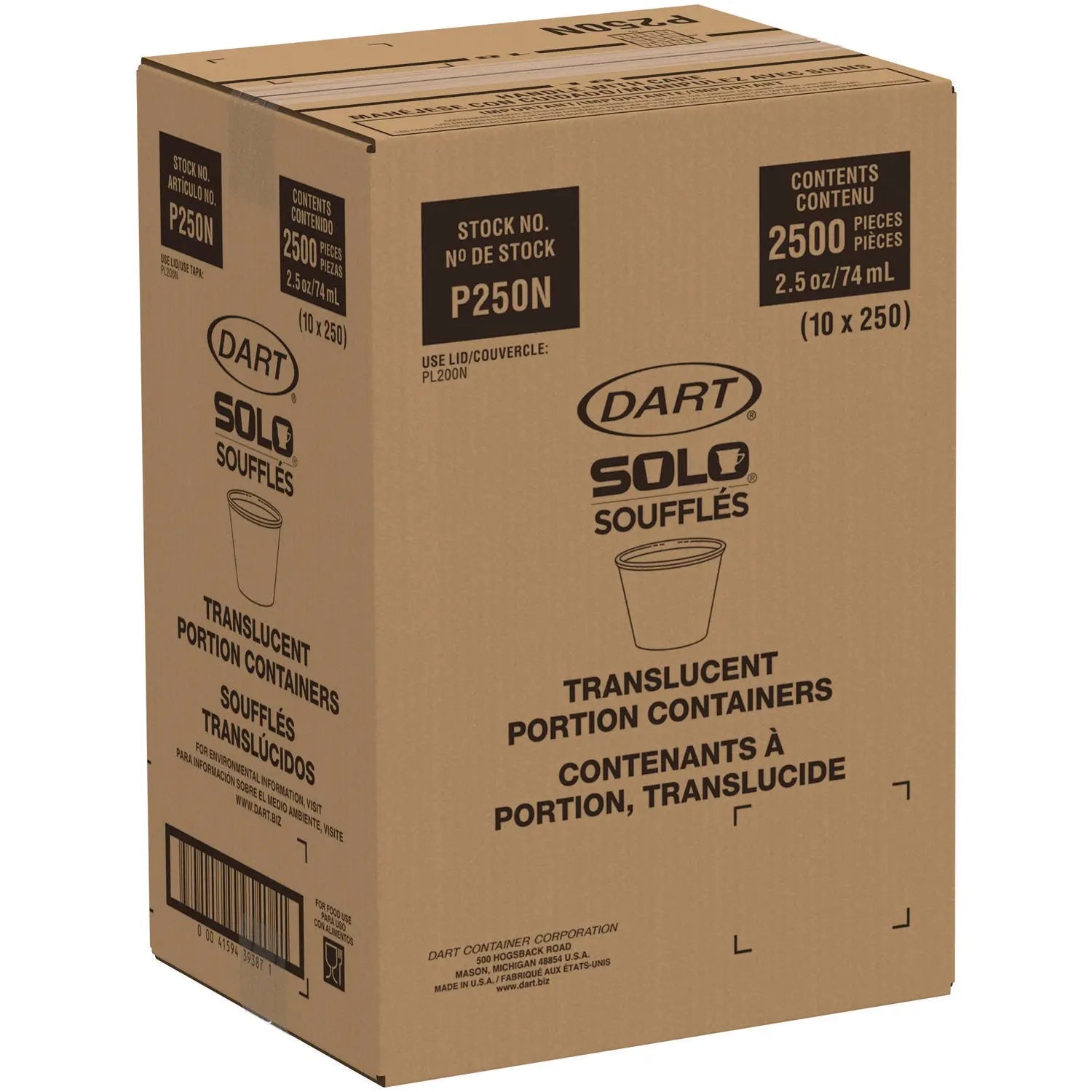 Portion Containers, 2.5 oz, Translucent, 2,500/Carton SOLO® Flipcost