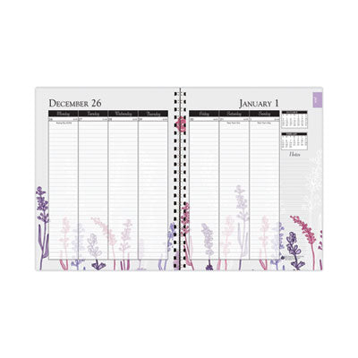 Recycled WildFlower Weekly/Monthly Planner, WildFlower Artwork, 11 x 8.5, Gray/White/Purple Cover, 12-Month (Jan-Dec): 2024 Flipcost Flipcost
