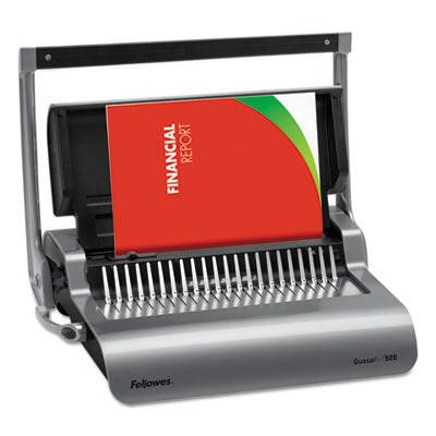 Quasar 500 Manual Comb Binding System, 500 Sheets, 18.13 x 15.38 x 5.13, Metallic Gray Flipcost Flipcost