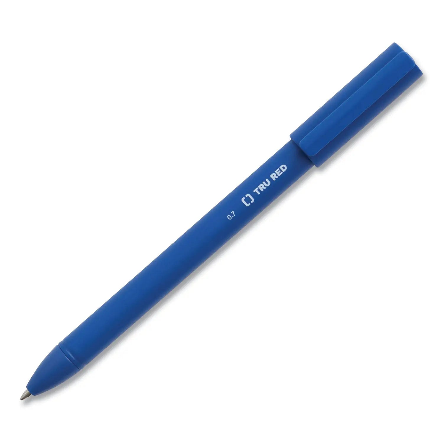 Quick Dry Gel Pen, Stick, Medium 0.7 mm, Blue Ink, Blue Barrel, Dozen TRU RED™ Flipcost