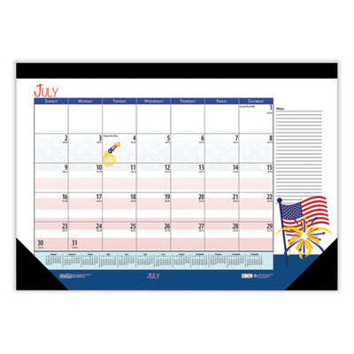 Recycled Academic Desk Pad Calendar, Illustrated Seasons Artwork, 22 x 17, Black Binding, 12-Month (July-June): 2023-24 Flipcost Flipcost