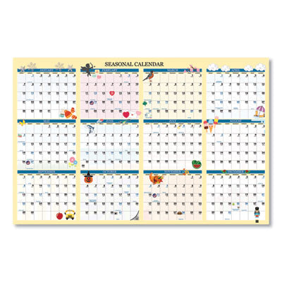 Recycled Seasonal Wall Calendar Laminated, Illustrated Seasons Artwork, 24 x 37, 12-Month (Jan to Dec): 2024 Flipcost Flipcost