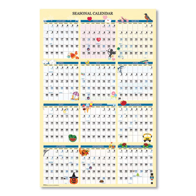 Recycled Seasonal Wall Calendar Laminated, Illustrated Seasons Artwork, 24 x 37, 12-Month (Jan to Dec): 2024 Flipcost Flipcost