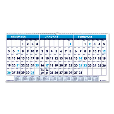 Recycled Three-Month Format Wall Calendar Horizontal Orientation, 17 x 8, White Sheets, 14-Month (Dec to Jan): 2023 to 2025 Flipcost Flipcost
