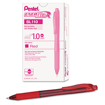 Pentel® EnerGel-X Gel Pen, Retractable, Bold 1 mm, Red Ink, Translucent Red/Red Barrel, Dozen Flipcost Flipcost
