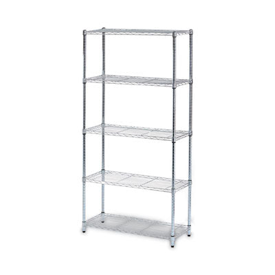 Residential Wire Shelving, Five-Shelf, 36w x 14d x 72h, Silver Flipcost Flipcost
