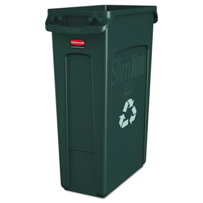 Rubbermaid Slim Jim Recycling Container with Venting Channels, 23 gal, Plastic, Green Flipcost Flipcost