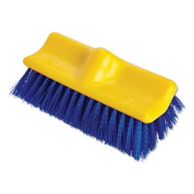 Rubbermaid® Commercial Bi-Level Deck Scrub Brush, Blue Polypropylene Bristles, 10" Brush, 10" Plastic Block, Threaded Hole Flipcost Flipcost